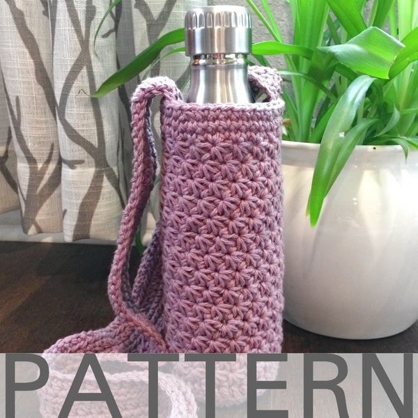 Crochet Water Bottle Holder Pattern | Star Stitch Bottle Carrier | Crochet Pattern