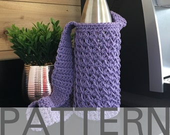 Trellis Water Bottle Holder Crochet Pattern | Water Bottle Carrier