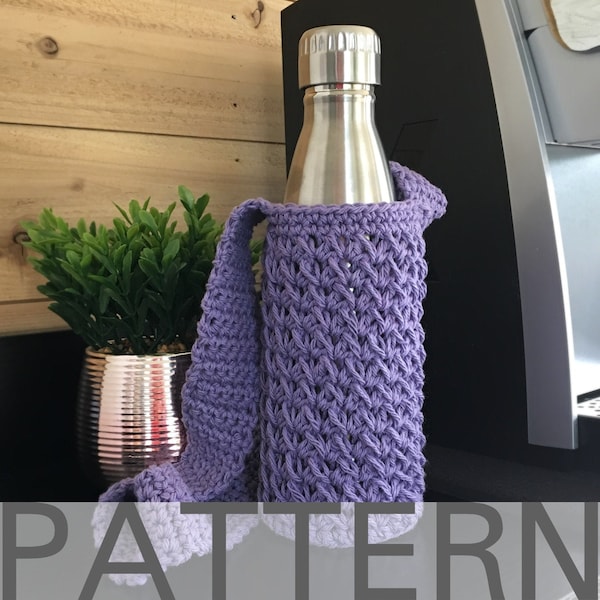 Trellis Water Bottle Holder Crochet Pattern | Water Bottle Carrier