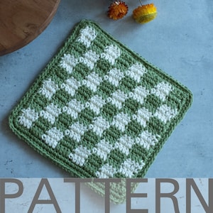 Checkered Crochet Hot Pad Pattern | Crochet Potholder Pattern | Double thick Hot Pad Pattern