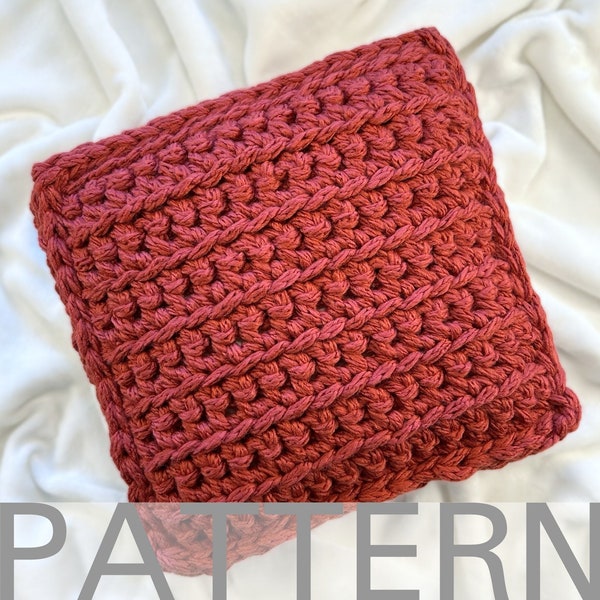 Crochet Pillow PATTERN with jumbo yarn | 14" crochet pillow cover pattern