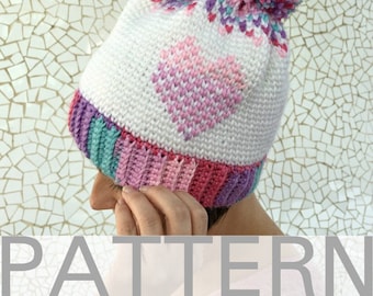 Heart Showers Beanie | Crochet Hat Pattern | Crochet Heart Hat | Crochet Heart Beanie | Valentines Hat