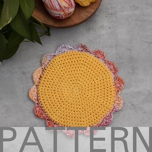 Patrón de crochet para porta macetas / Patrón de agarraderas / Porta macetas circular