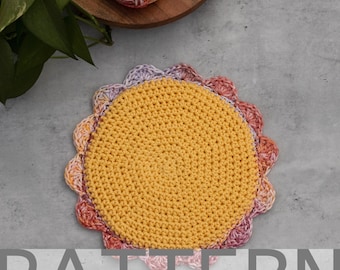 Flower Pot Holder CROCHET PATTERN | Hot Pad Pattern | Circle Pot Holder
