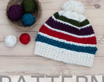 Crochet Stitch Sampler Beanie PATTERN | Scrap Buster Beanie