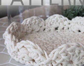 Scalloped Tray CROCHET PATTERN | Braided Cord Basket Tutorial