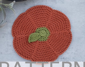 Pumpkin Hot Pad CROCHET PATTERN | Pot Holder | Trivet