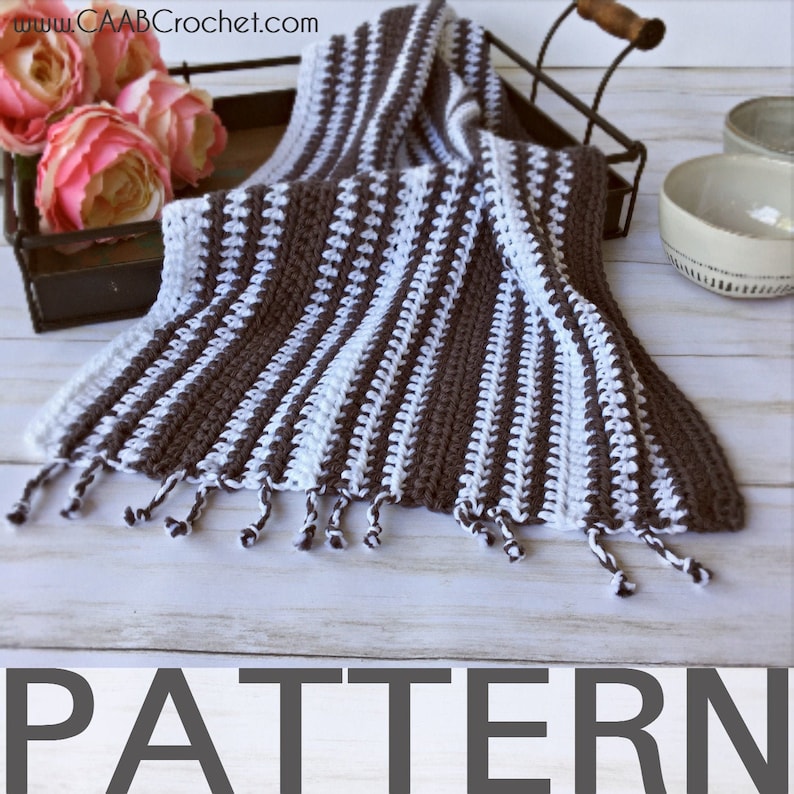Crochet Dish Towel Pattern Twisted Fringe Dish Towel Pattern Etsy