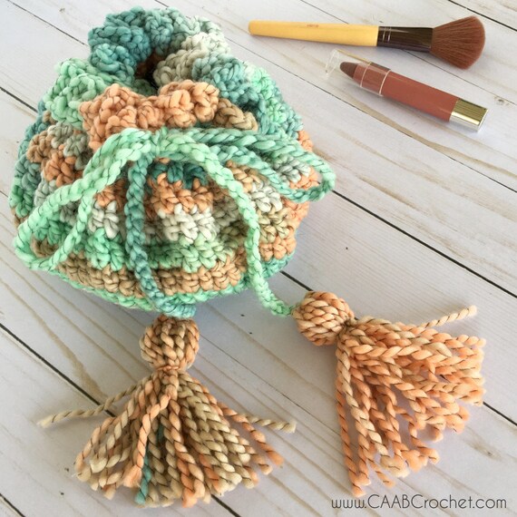 Crochet Drawstring Makeup Pouch Pattern Drawstring Bag Crochet Bag  Pattern Crochet Pouch