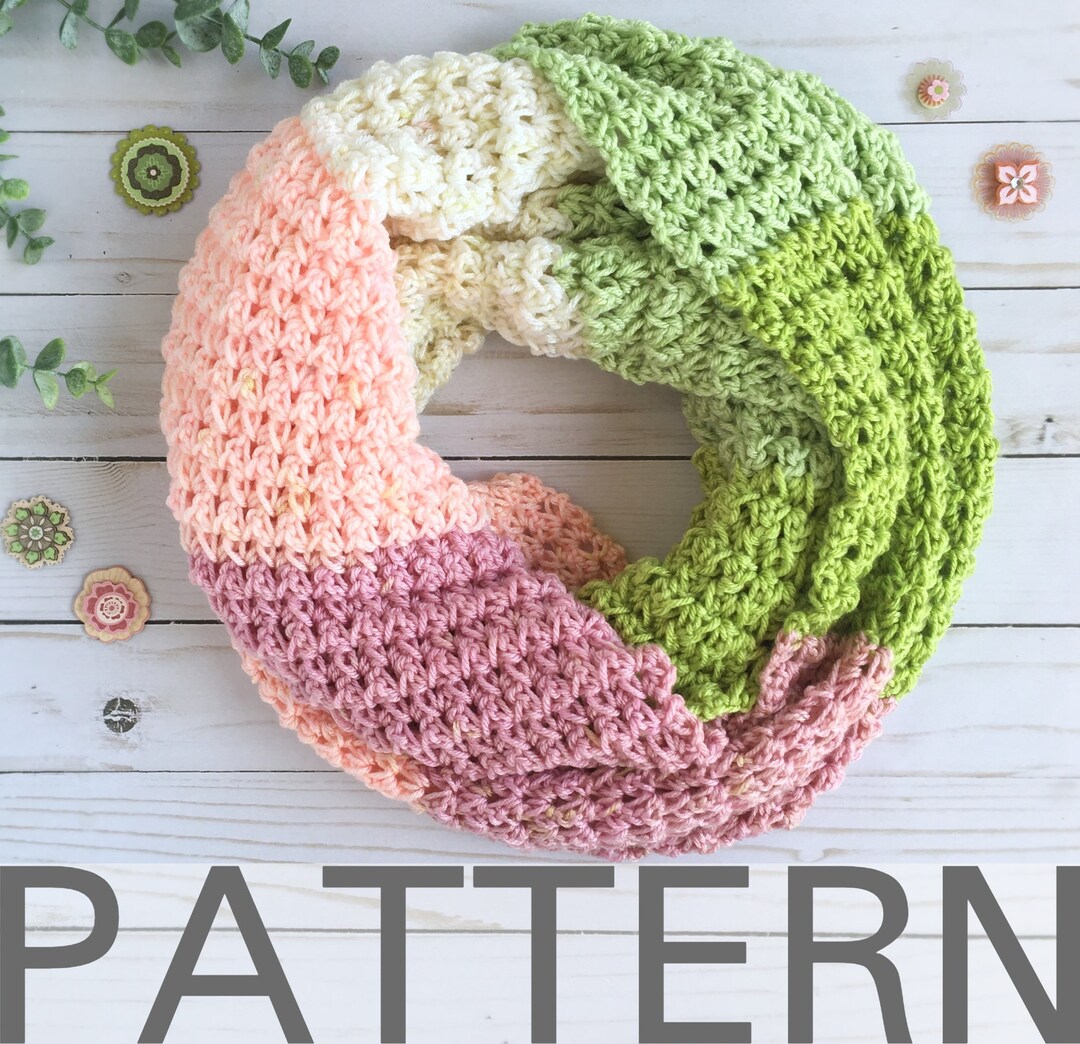 Spring Infinity Scarf Pattern Spring's Arrival Scarf Pattern | Crochet Infinity Scarf Pattern - Etsy