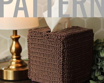 Crochet Tissue Box Holder PATTERN | Kleenex box cover, Modern Home Decor PDF