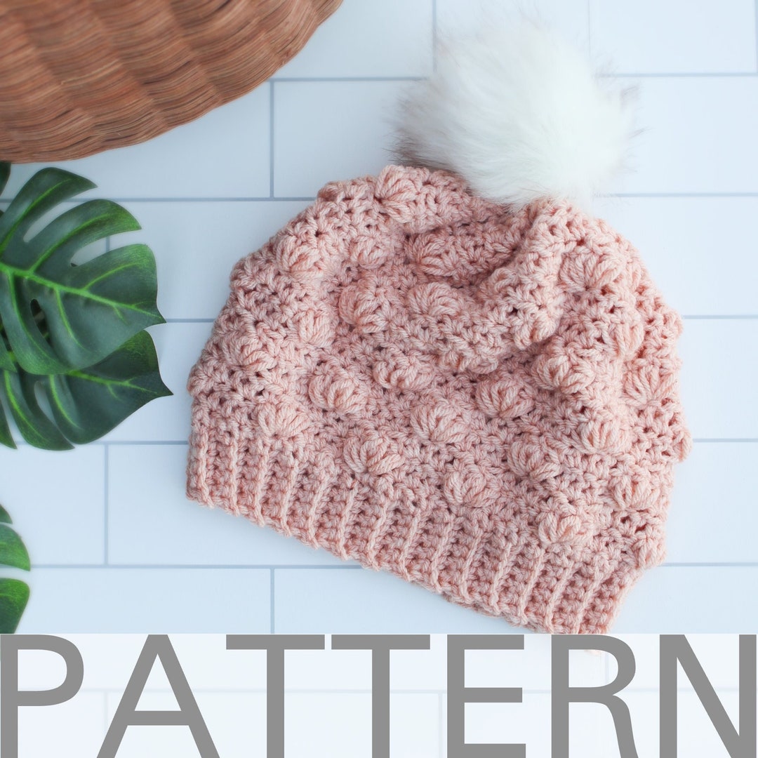 Simple Crochet Beanie Pattern | Feminine Bean Stitch Hat (PDF Pattern
