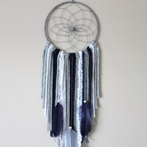 Navy Gray Dream Catcher-Small Boy Dream Catcher-Boy Nursery Dream Catcher-Teepee Topper-Navy Wall Hanging-Blue Dream Catcher-Baby Boy Gift