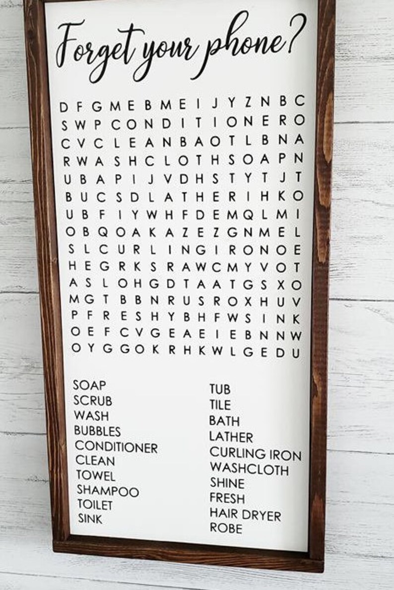 Your Phone Sign Bathroom Wall Decor Word Search Etsy