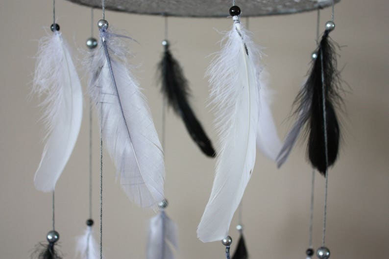 Black Grey White Mobilebaby Boy Nurseryfeather Mobiledream Etsy Canada