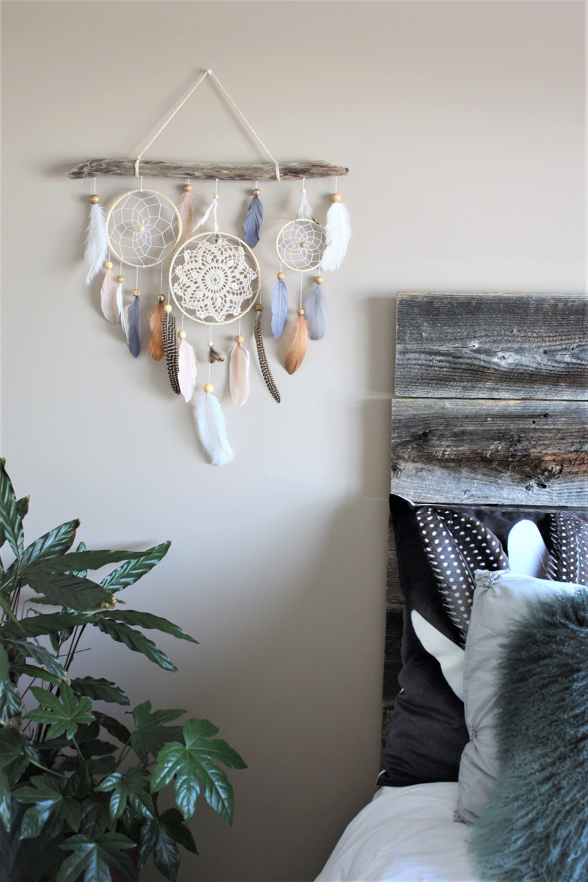 Dream Catcher Wall Hanging-feather Driftwood Wall Decor-rustic Wall ...