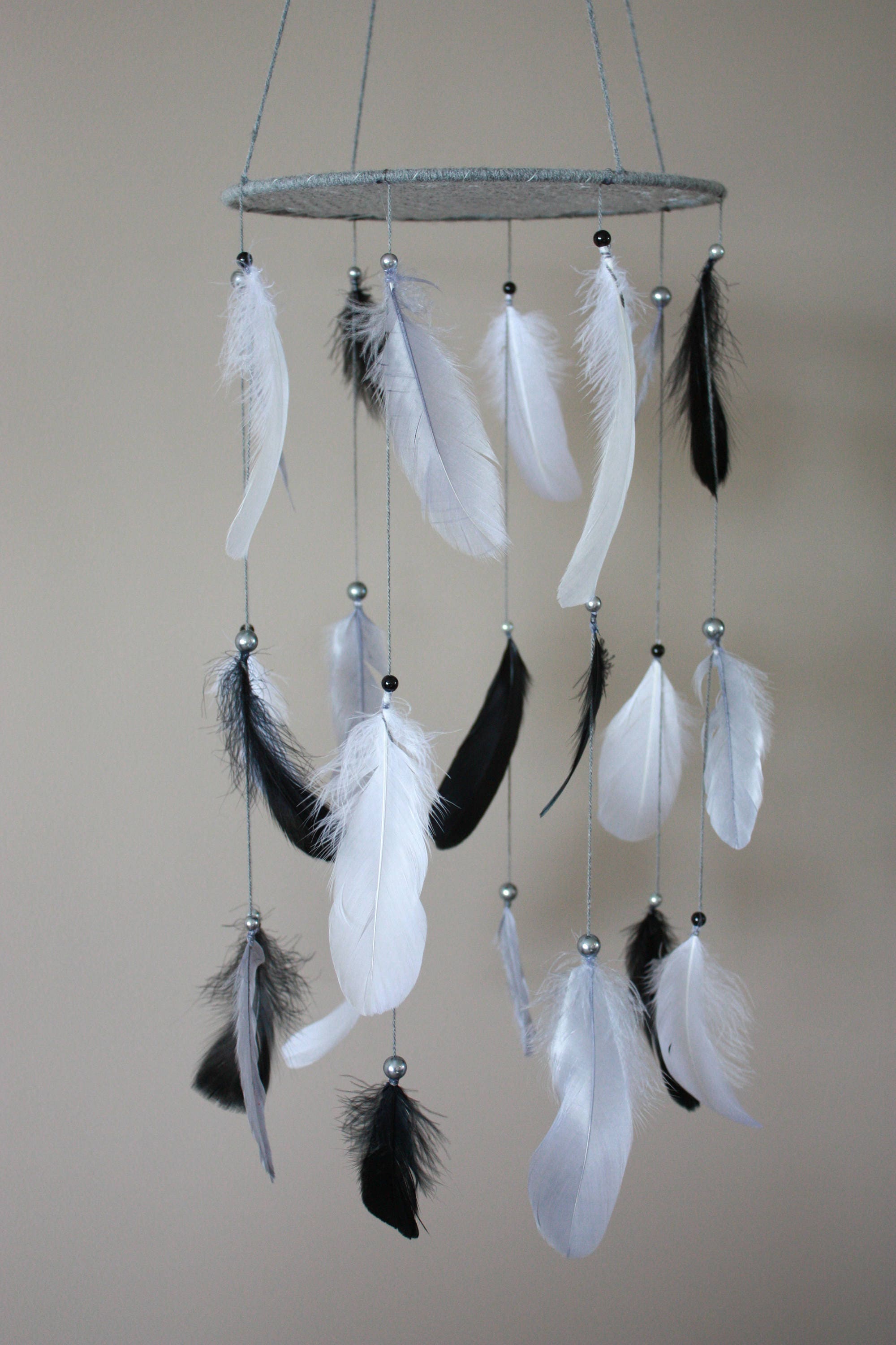 Black Grey White Mobilebaby Boy Nurseryfeather Mobiledream Etsy Canada