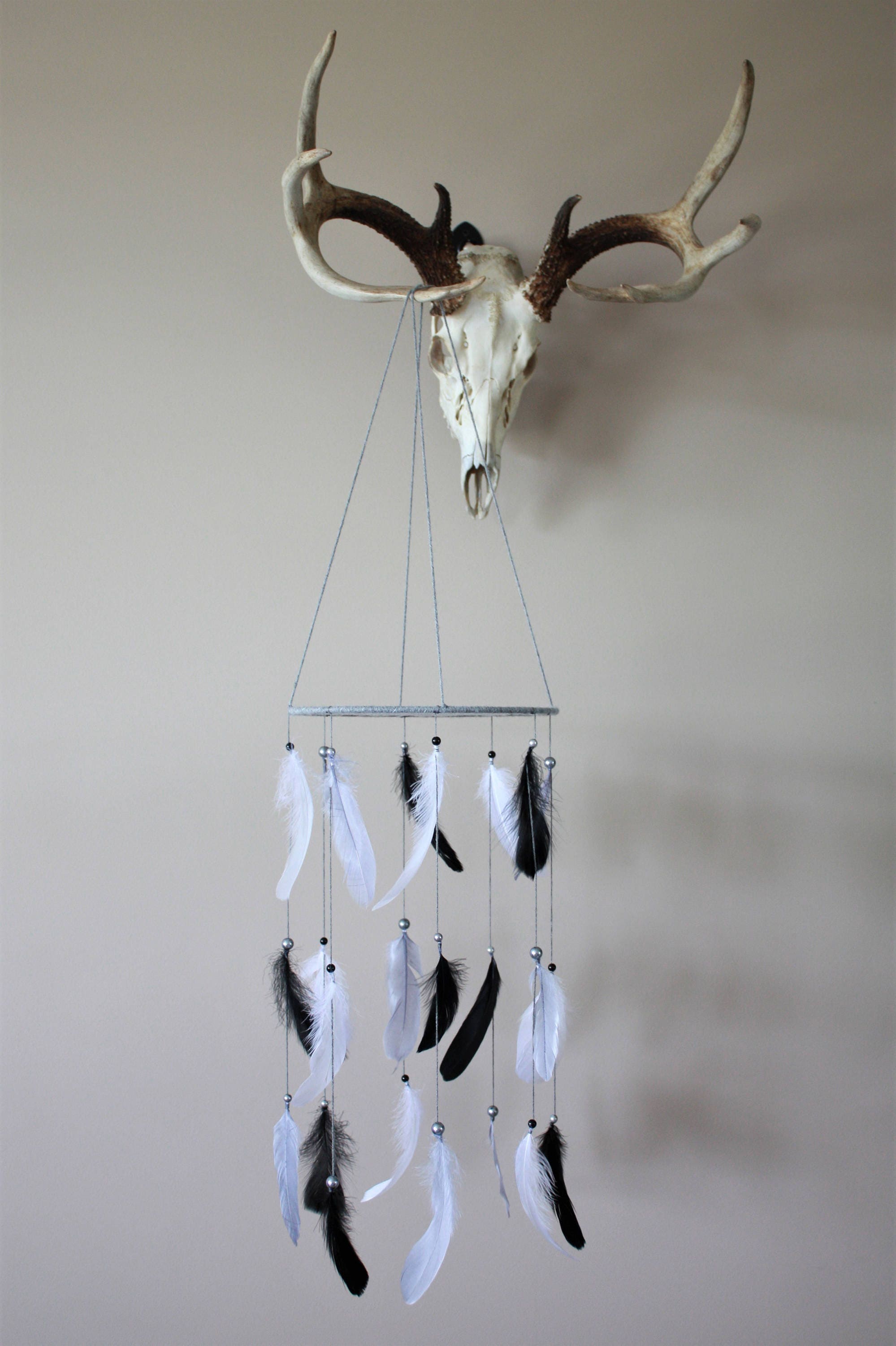 Black Grey White Mobilebaby Boy Nurseryfeather Mobiledream Etsy Canada