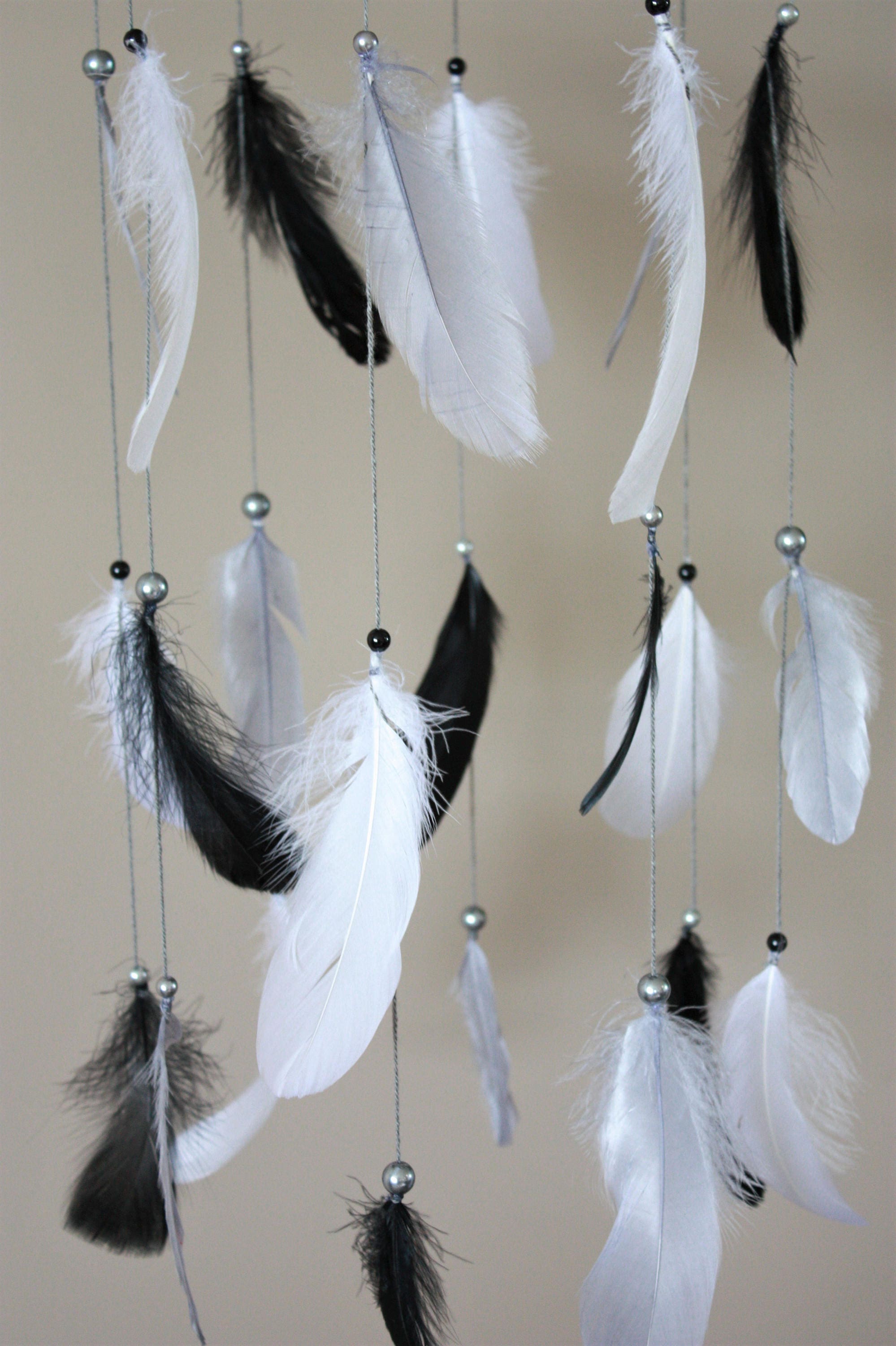 Black Grey White Mobilebaby Boy Nurseryfeather Mobiledream Etsy Canada