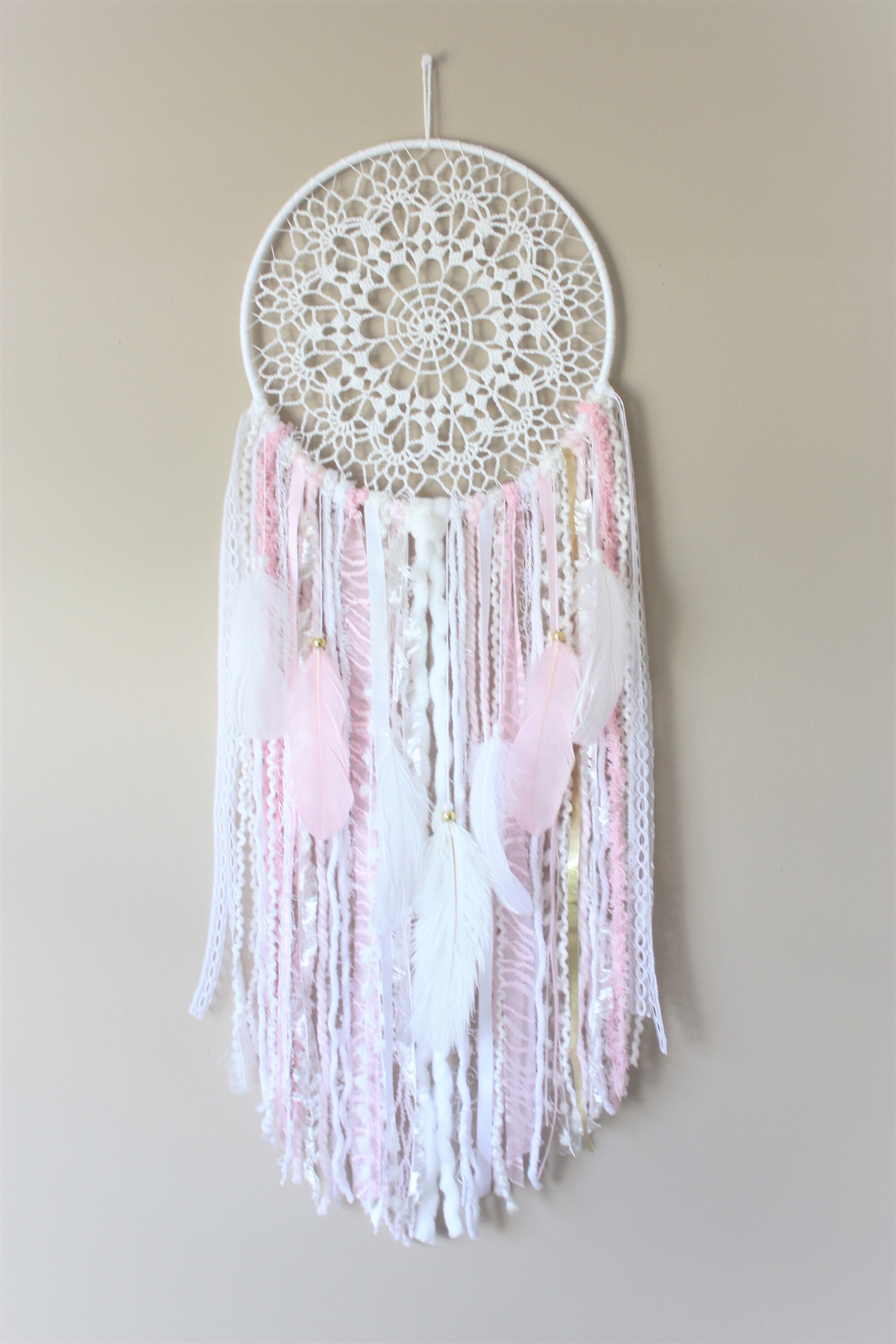 Pink Dream Catcher pared hangingbaby girl Nursery DecorBaby Etsy