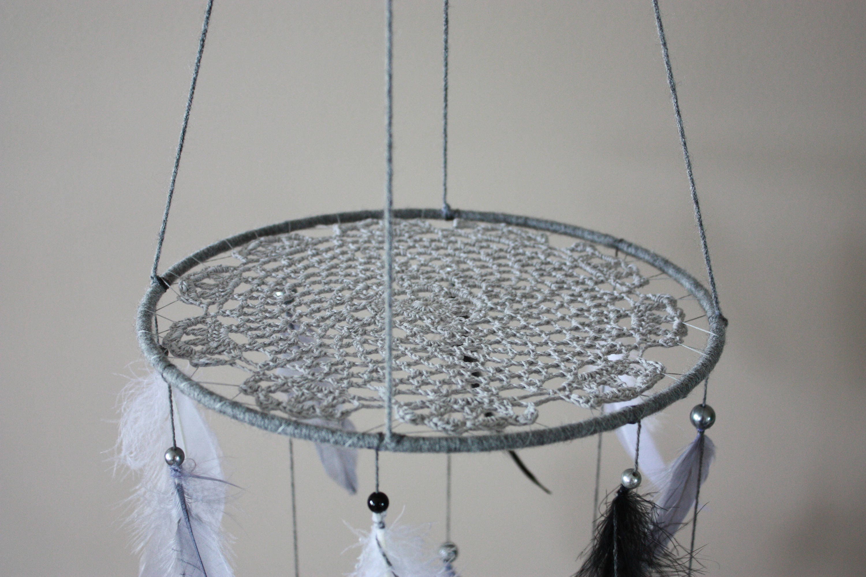 Black Grey White Mobilebaby Boy Nurseryfeather Mobiledream Etsy Canada