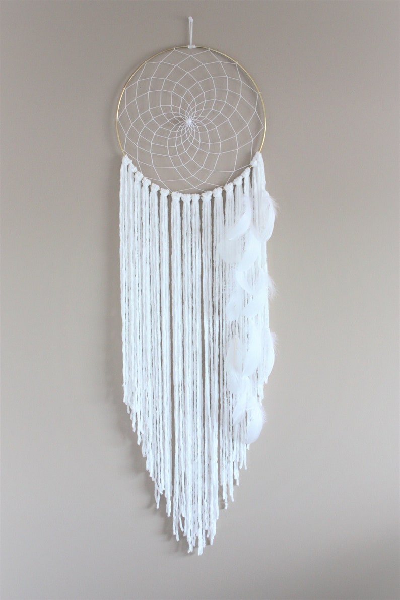 White Dream Catcher Large Dream catcher White Gold Etsy
