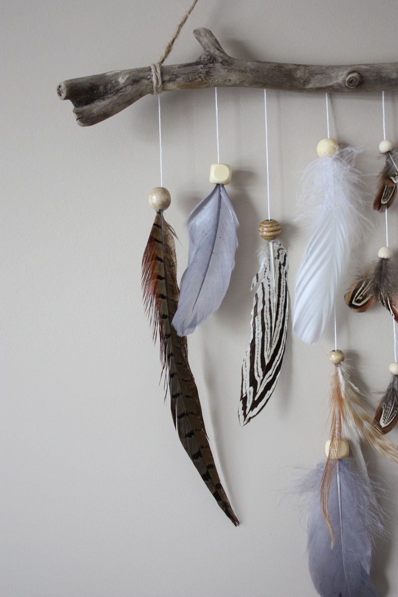 Feather Driftwood Wall Hangingfeather Nursery Decorboho Chic Etsy
