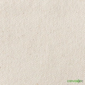 May include: Close-up of a plain, off-white canvas fabric with a subtle woven texture.