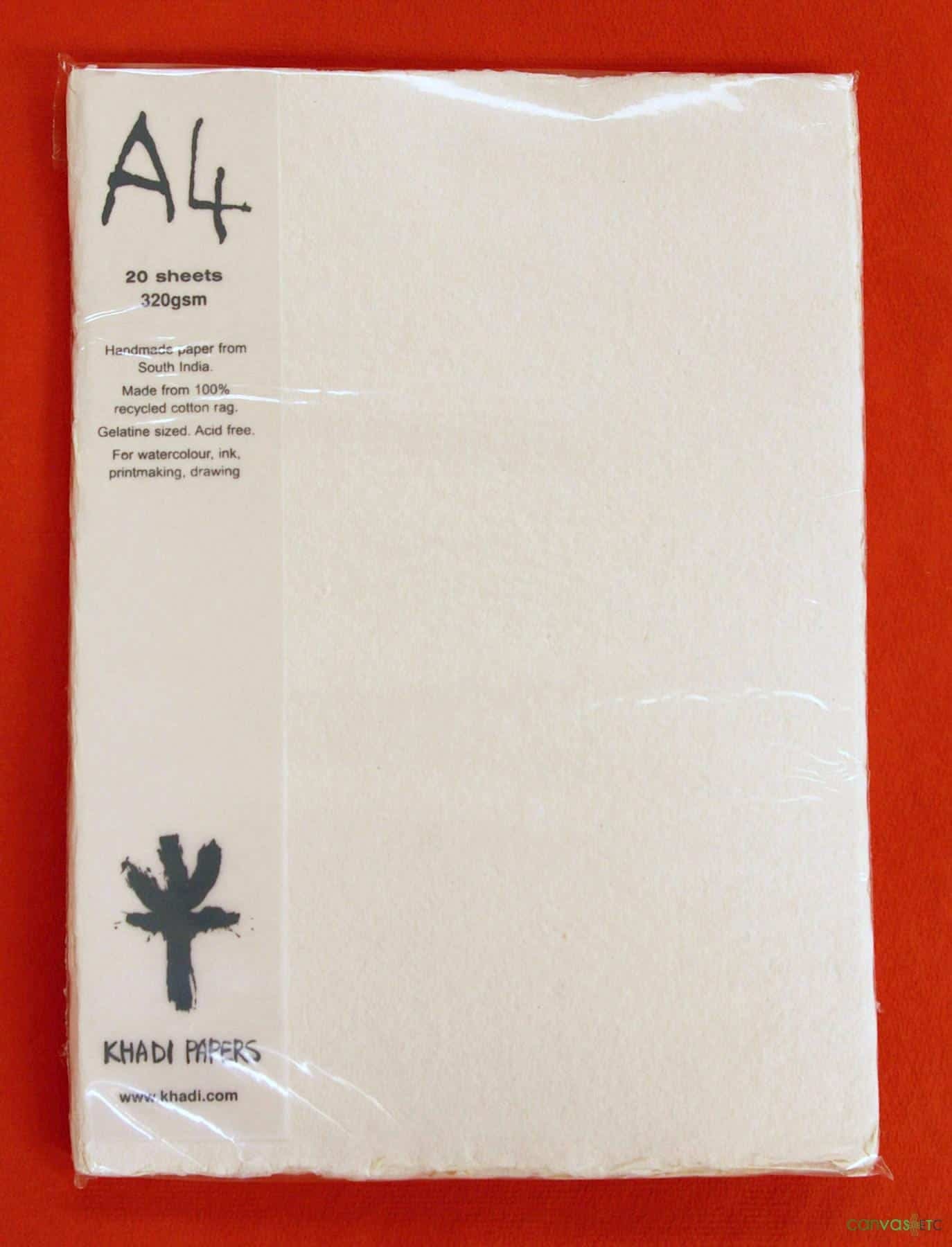 Khadi : Handmade White Rag Paper : 320gsm : Smooth : 56x76cm : 10 Sheets