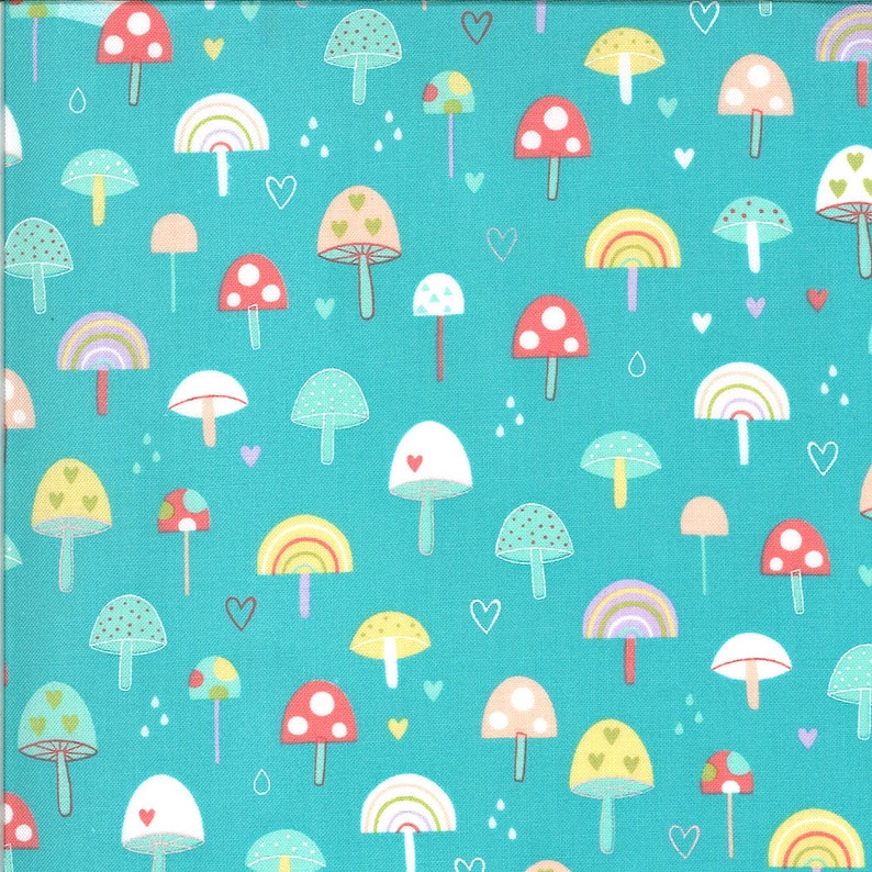 Hello Sunshine Mushrooms Aqua by Abi Hall for Moda Fabrics 35351 16