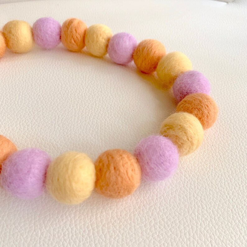 Sunset Sorbet Felted Pompom Pet Dog Accessories Dog Necklace Pom pom Necklace Pastel COTTON CANDY Pompom Necklace