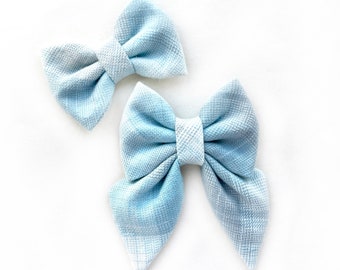 LAPLAND  - Light Blue Flannel Dog Bow // Take A Bow Handmade Bowtie, Winter Flannel Dog Bowtie, Christmas Gift for Dog, Snow Plaid Bow