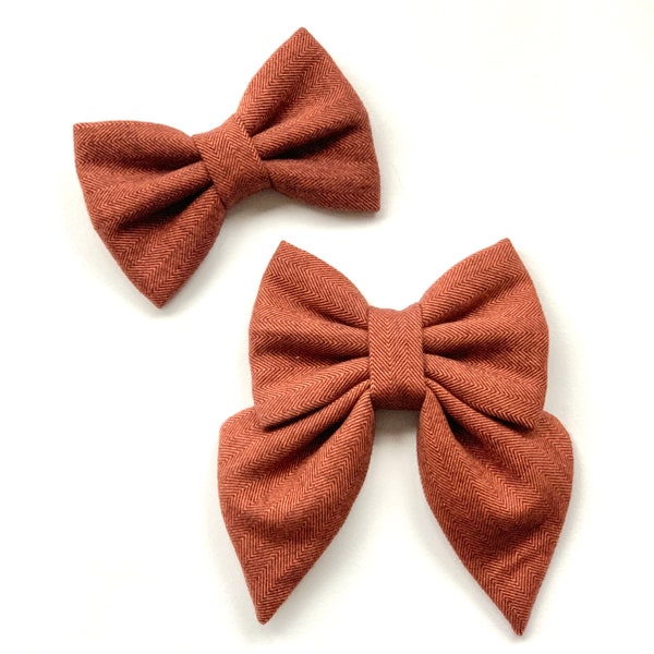 HARRIETTE - Flannel Luxury Dog Bow // Take A Bow Handmade Bowtie, Sailor Bow, Dog Collar Bowtie, Herringbone Flannel, Flannel Dog Bowtie