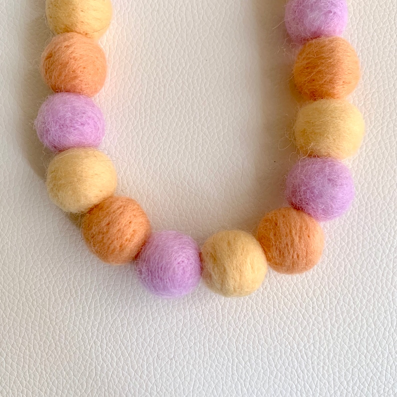 Sunset Sorbet Felted Pompom Pet Dog Accessories Dog Necklace Pom pom Necklace Pastel COTTON CANDY Pompom Necklace