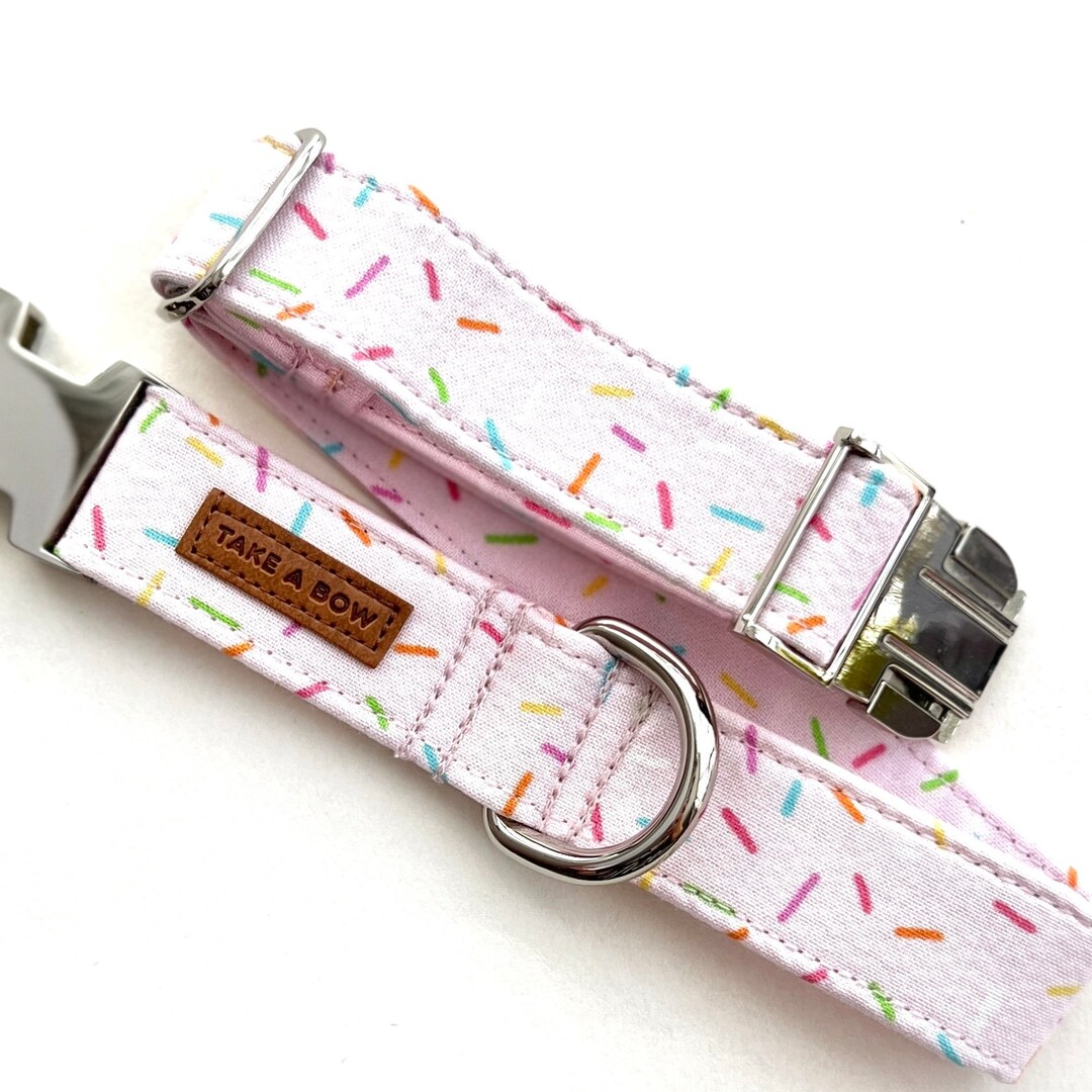 PAWTY SPRINKLES PINK Dog Bow Collar // Take A Bow Handmade Cotton Dog