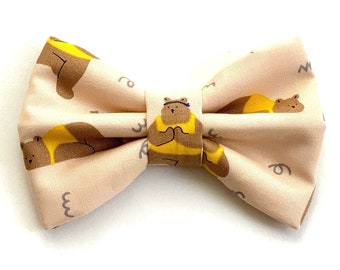 INSPIRATION BEAR - Dog Bow // Take A Bow Handmade Bowtie, Sailor Bow, Dog Collar Bowtie, Puppy Bowtie Collar, Yoga, Brown Bear