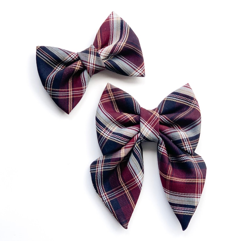 TORONTO Plaid Dog Bow Collar // Take A Bow Handmade Bowtie, Sailor Bow Dog Collar, Plaid Puppy Bowtie Collar, Red Plaid Bowtie Collar image 1