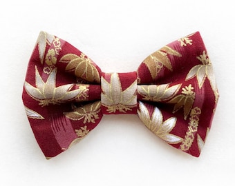 JAPAN RED BAMBOO - Japanese Dog Bow Collar Set // Take A Bow Handmade Bowtie, Sailor Bow, Dog Collar Bowtie, Sakura, Cherry Blossoms