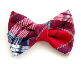 OSLO - Flannel Dog Bow // Take A Bow Handmade Bowtie, Winter Flannel Dog Bowtie, Classic Red Christmas Plaid FlannelBowtie for Dogs