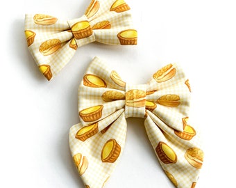 LOCAL BAKERY - Dog Bow // Take A Bow Handmade Bowtie, Sailor Bow, Dog Collar Bowtie, Egg Tart Dog Bow Tie, Puppy Bowtie, Pineapple Bun