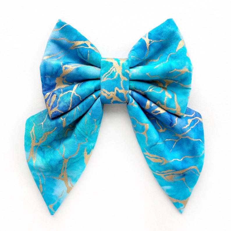 HYDRA Gold Waves Cat Bowtie Collar Set // Take A Bow Handmade Cat Collar, Kitten Collar, Breakaway Collar, Summer Beach Waves Cat Collar image 6