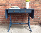Regency Style Shabby Chic Vintage Sofa Table Drop Leaf Strongbow Chalk Paint Blue