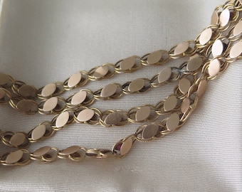 Antique 14k Gold Fancy Link Necklace, 26" Art Nouveau Sautoir