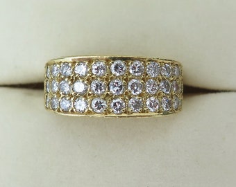 Vintage Diamant Ring 18k Gold Diamant Iced Out Bandring dreireihiger Diamant Ring