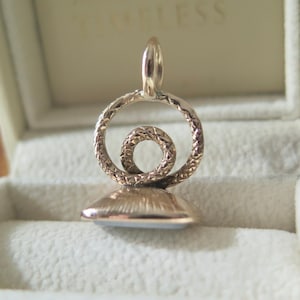 Antique Victorian Snake Fob Gold Cased White Chalcedony Serpent Fob Pendant