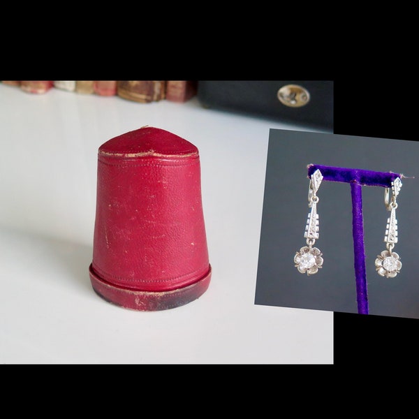 Antique Earrings Presentation Box, Earrings Box, Red and Purple Velvet, Victorian Box, Edwardian Box