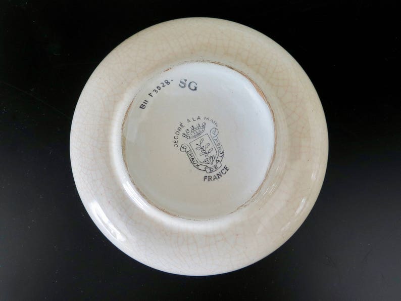 Rare Longwy Magnolia Dish Faience Vide Poche Dish Longwy Pin Tray with Pink Magnolia