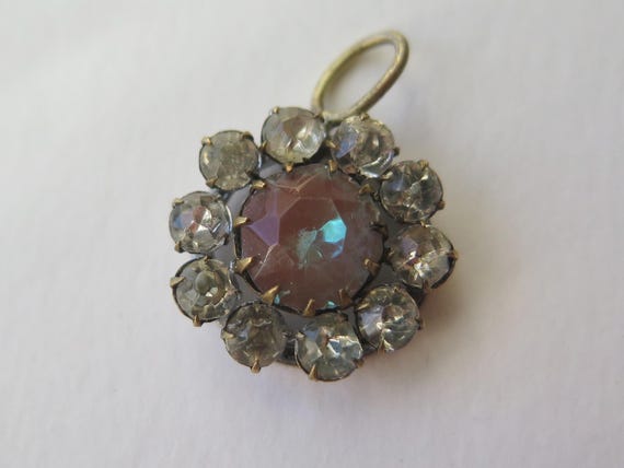 Antique Edwardian Saphiret and Paste Cluster Pend… - image 6