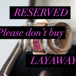 RESERVED for V. < LAYAWAY 3 of 4 <<< French Art Deco TANK Ring with Rubies and Diamonds, 18k Gold Natural Rubies, Carre Cut Rubies