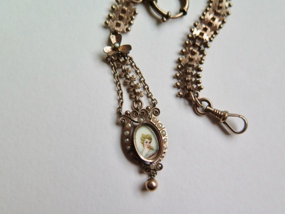 Antique French Chatelaine With Miniature Painting